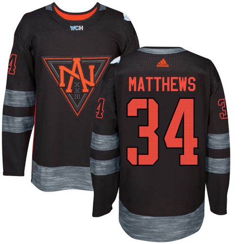 Team North America #34 Auston Matthews Black 2016 World Cup Stitched Youth NHL Jersey - Click Image to Close